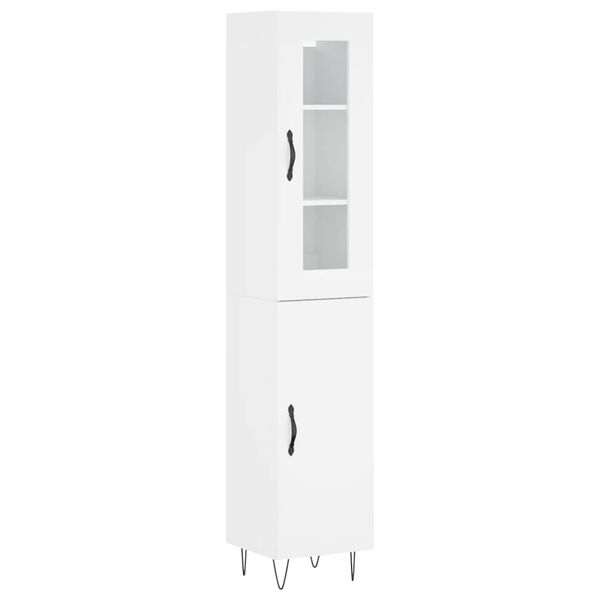 vidaXL Skř&iacute;ň highboard b&iacute;l&aacute; 34,5 x 34 x 180 cm kompozitn&iacute; dřevo