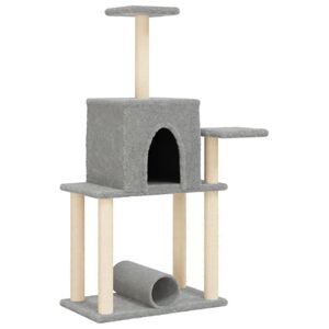 vidaXL &Scaron;krabadlo pro kočky se sisalov&yacute;mi sloupky světle &scaron;ed&eacute; 122 cm