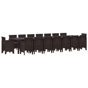 vidaXL Zahradn&iacute; j&iacute;deln&iacute; souprava s pol&scaron;t&aacute;ři 17 pcs Hněd&aacute; PP