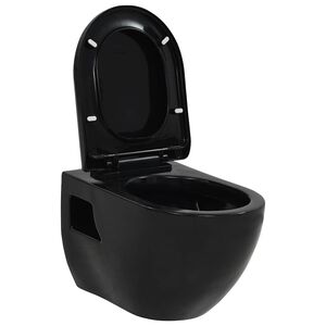 vidaXL Z&aacute;věsn&eacute; WC keramick&eacute; čern&eacute;