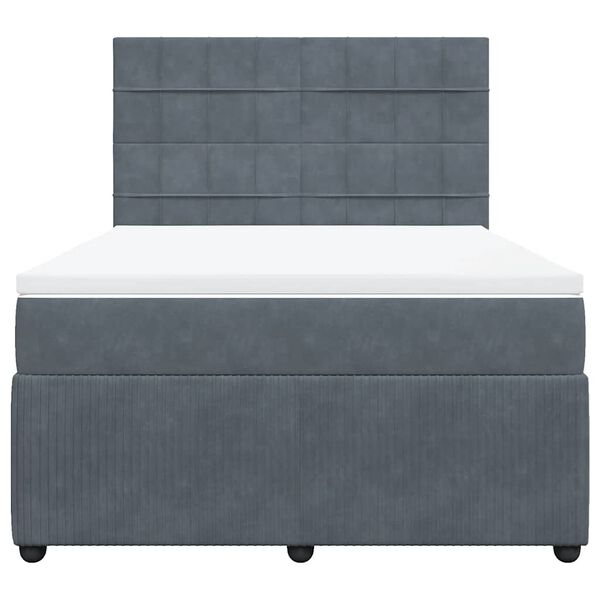 vidaXL Box spring postel s matrac&iacute; tmavě &scaron;ed&aacute; 140x200 cm samet