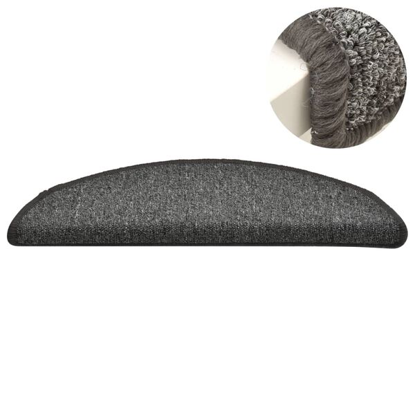 vidaXL Schodov&eacute; rohože 15 ks 56 x 17 x 3 cm tmavě &scaron;ed&eacute;, půlkulat&eacute;