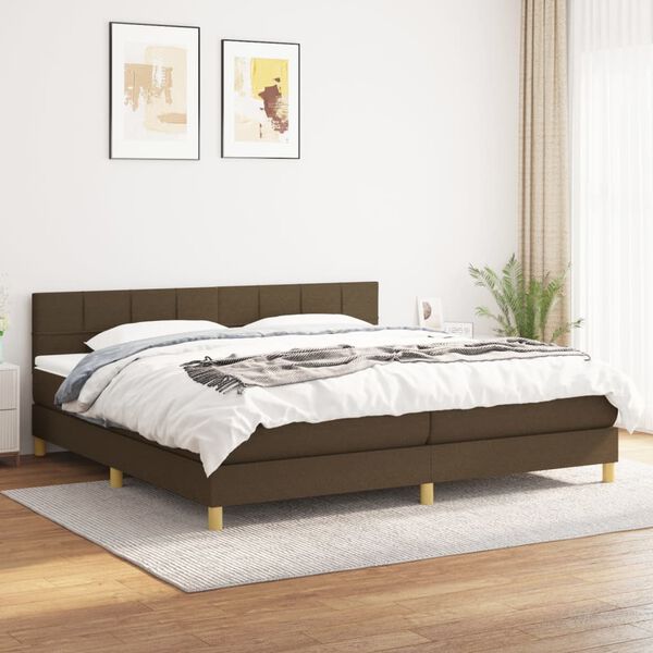vidaXL Box spring postel s matrac&iacute; tmavě hněd&aacute; 200x200 cm textil