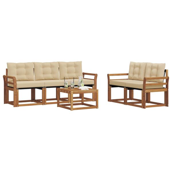 vidaXL Venkovn&iacute; pohovkov&aacute; souprava 6 pcs Přirozen&aacute; a B&eacute;žov&aacute;