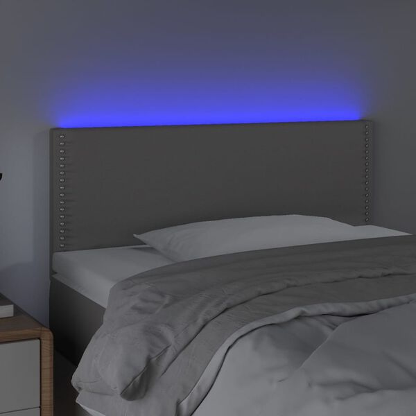 vidaXL Čelo postele s LED &scaron;ed&eacute; 80 x 5 x 78/88 cm uměl&aacute; kůže