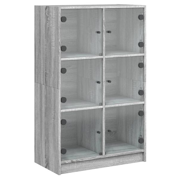 vidaXL Highboard s dv&iacute;řky &scaron;ed&yacute; sonoma 68x37x109 cm kompozitn&iacute; dřevo