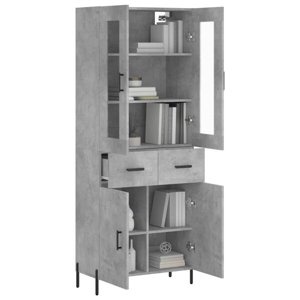 vidaXL Skř&iacute;ň highboard betonově &scaron;ed&aacute; 69,5x34x180 cm kompozitn&iacute; dřevo
