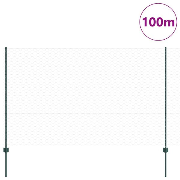 vidaXL Plot s sloupkem Zelen&aacute; 1,6 x 100 m Ocel a PVC