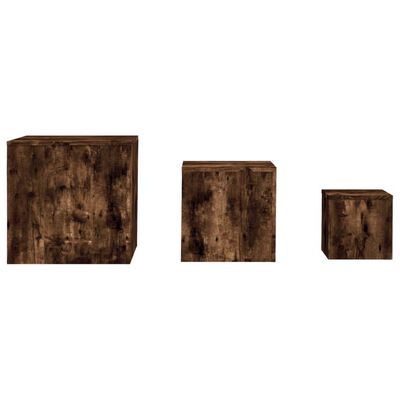 vidaXL Odkládací stolky 3 ks kouřový dub kompozitní dřevo