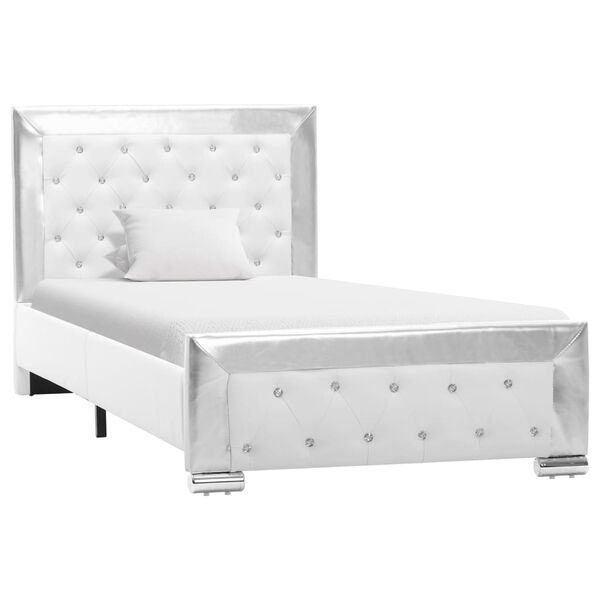 vidaXL Rám postele bílý umělá kůže 90 x 200 cm