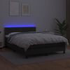 vidaXL Box spring postel s matrac&iacute; a LED čern&aacute; 140 x 190 cm uměl&aacute; kůže