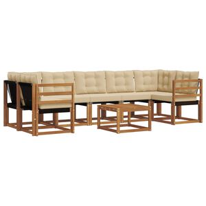 vidaXL Venkovn&iacute; pohovkov&aacute; souprava 8 pcs Přirozen&aacute; a B&eacute;žov&aacute;
