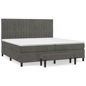 vidaXL Box spring postel s matrac&iacute; tmavě &scaron;ed&aacute; 200x200 cm samet