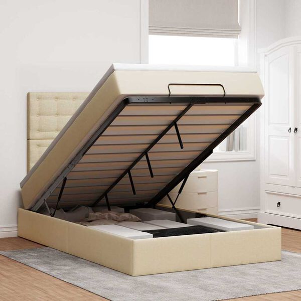 vidaXL Osmansk&yacute; r&aacute;m postele s matrac&iacute; kr&eacute;mově 120x200cm textil