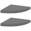 323914 vidaXL Floating Corner Shelves 2 pcs High Gloss Grey 35x35x3,8 cm MDF