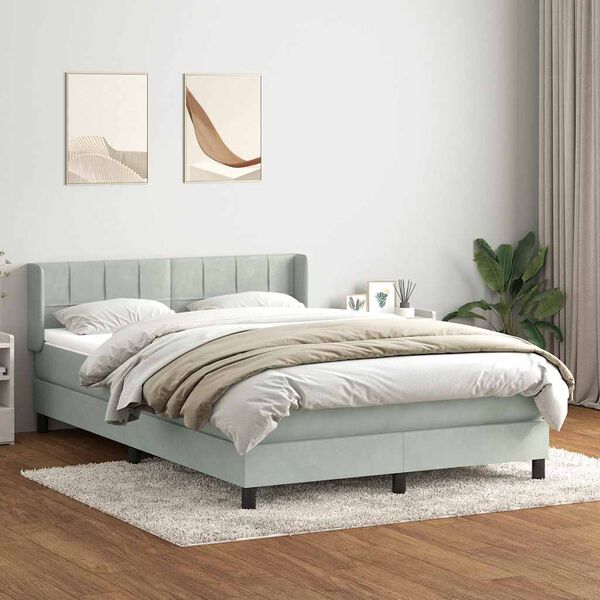 vidaXL Box spring postel s matrac&iacute; světle &scaron;ed&aacute; 160x210 cm samet