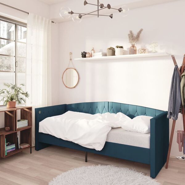 vidaXL V&aacute;lenda s matrac&iacute; a USB modr&aacute; samet 90 x 200 cm