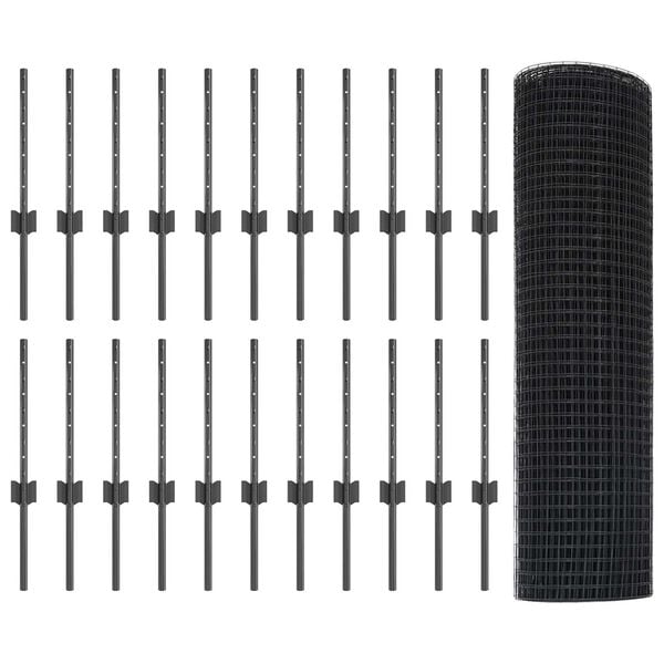 vidaXL Plot s sloupkem &Scaron;ed&aacute; 0,4 x 50 m Ocel a PVC