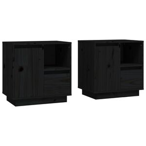vidaXL Nočn&iacute; stolky 2 ks čern&eacute; 50 x 34 x 50 cm masivn&iacute; borov&eacute; dřevo