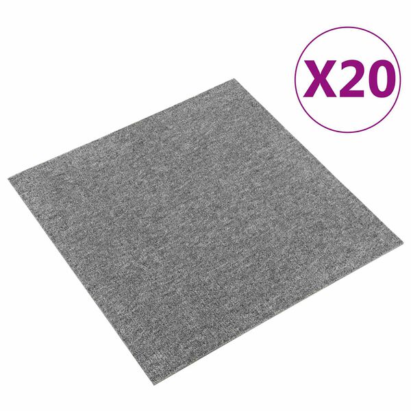 vidaXL Koberec 20 pcs &Scaron;ed&yacute; 50 x 50 cm 100% polypropylen