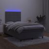 vidaXL Box spring postel s matrac&iacute; a LED tmavě &scaron;ed&aacute; 120 x 190 cm samet