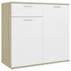 vidaXL Př&iacute;born&iacute;k b&iacute;l&yacute; a dub sonoma 80 x 36 x 75 cm kompozitn&iacute; dřevo