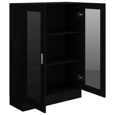 vidaXL Prosklená skříň černá 82,5 x 30,5 x 115 cm dřevotříska