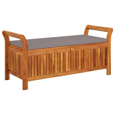 vidaXL Zahradní úložná lavice s poduškou 126 cm masivní akáciové dřevo