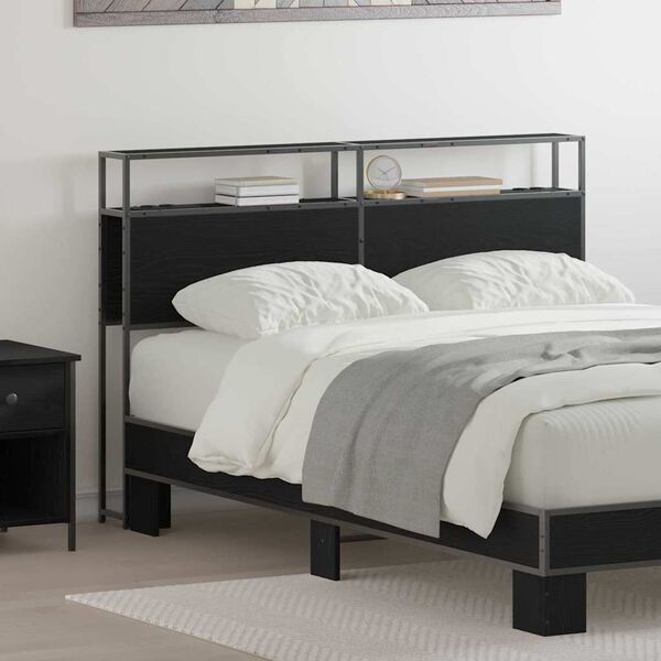 vidaXL &Uacute;ložn&eacute; čelo postele s polic&iacute; Čern&yacute; dub 150 cm Kompozitn&iacute; dřevo