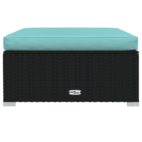 vidaXL Zahradn&iacute; podnožka s podu&scaron;kou čern&aacute; 70 x 70 x 30 cm polyratan