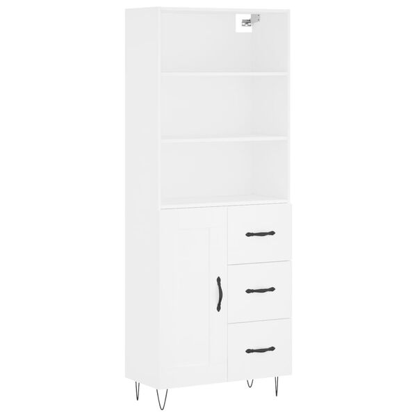 vidaXL Skř&iacute;ň highboard b&iacute;l&aacute; 69,5 x 34 x 180 cm kompozitn&iacute; dřevo