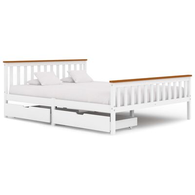 vidaXL Rám postele se 2 zásuvkami bílý masivní borovice 160 x 200 cm