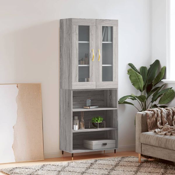 vidaXL Skř&iacute;ň highboard &scaron;ed&aacute; sonoma 69,5 x 34 x 180 cm kompozitn&iacute; dřevo