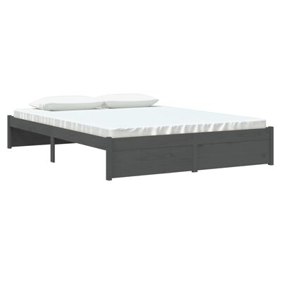 vidaXL Rám postele šedý masivní dřevo 150 x 200 cm King Size