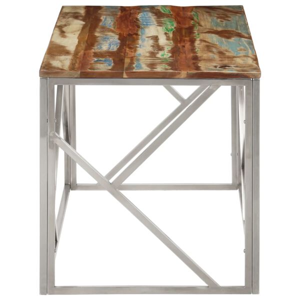 vidaXL Konferenční stolek stříbrný nerezová ocel a recyklované dřevo