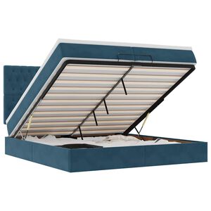 vidaXL osmansk&aacute; postel s matracemi a LED diodami tmavě modr&aacute; 200x200cm