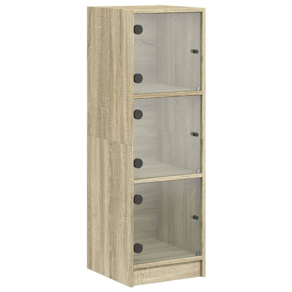 vidaXL Highboard se skleněn&yacute;mi dv&iacute;řky dub sonoma 35 x 37 x 109 cm