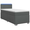 vidaXL Box spring postel s matrac&iacute; a LED Tmavě &scaron;ed&aacute; jednoduch&yacute; Textil
