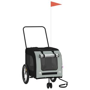 vidaXL Vozík za kolo pro psa černý a šedý oxfordská tkanina a železo