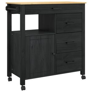vidaXL Kuchyňský vozík Jednobarevný Černá