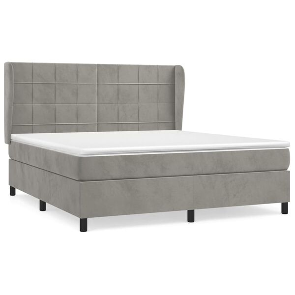 vidaXL Box spring postel s matrac&iacute; světle &scaron;ed&aacute; 160x200 cm samet