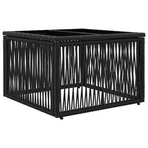 vidaXL Zahradn&iacute; stůl Čern&aacute; 55 x 55 x 37 cm PE ratan a sklo