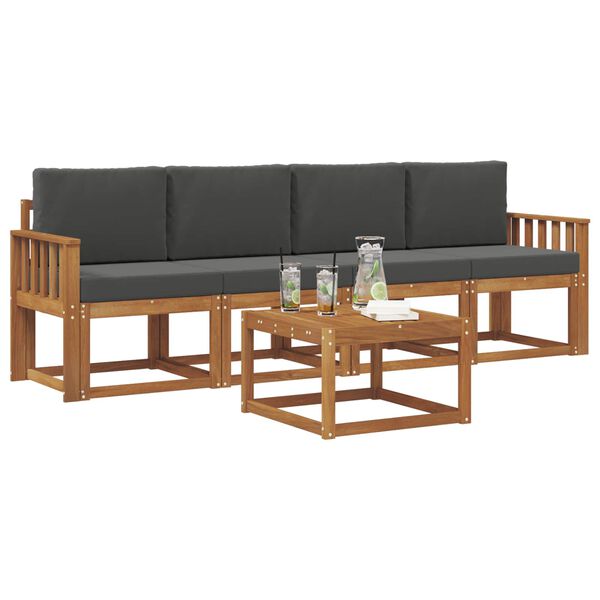 vidaXL Venkovn&iacute; pohovkov&aacute; souprava 5 pcs Přirozen&aacute; a Anthracitov&aacute;