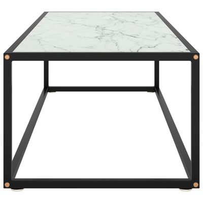 vidaXL Konferenční stolek černý s bílým mramorovým sklem 120x50x35 cm