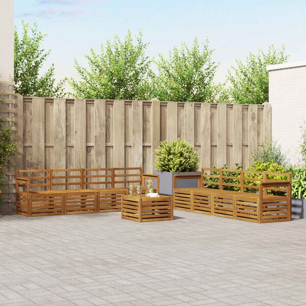 vidaXL Sedac&iacute; soupravy 9 pcs Př&iacute;rodn&iacute; Masivn&iacute; ak&aacute;tov&eacute; dřevo