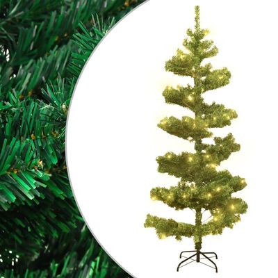 vidaXL Spirálový vánoční stromek s LED a stojanem zelený 150 cm PVC