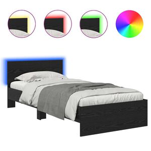 vidaXL R&aacute;m postele s čelo Čern&yacute; dub 90 x 190 cm kompozitn&iacute; dřevo