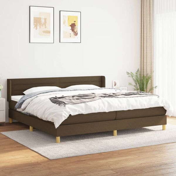 vidaXL Box spring postel s matrac&iacute; tmavě hněd&aacute; 200x200 cm textil