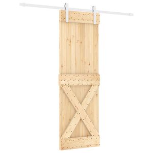 vidaXL Posuvn&eacute; dveře Př&iacute;rodn&iacute; a b&iacute;l&aacute; 70 x 210 cm Masivn&iacute; borov&eacute; dřevo