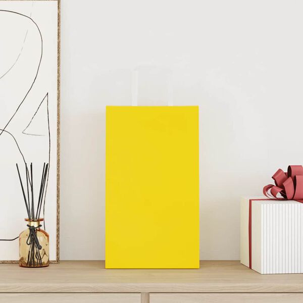 vidaXL Pap&iacute;rov&eacute; s&aacute;čky 250 ks s uchy žlut&eacute; 21x11x36 cm